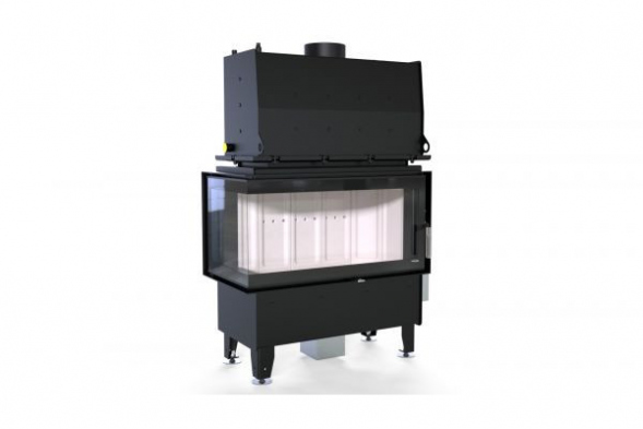 Топка DEFRO HOME RIVA ME BL SHORT, 19 кВт, 907/465/482мм, угловое стекло слева, с водяным контуром
