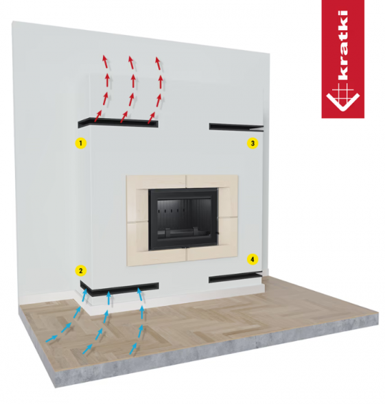 Решётка Kratki Luft 400х800х120 45S угловая левая черная
