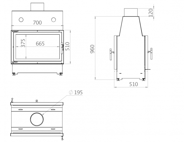 Каминная топка двойная 70x51 Echa Tech